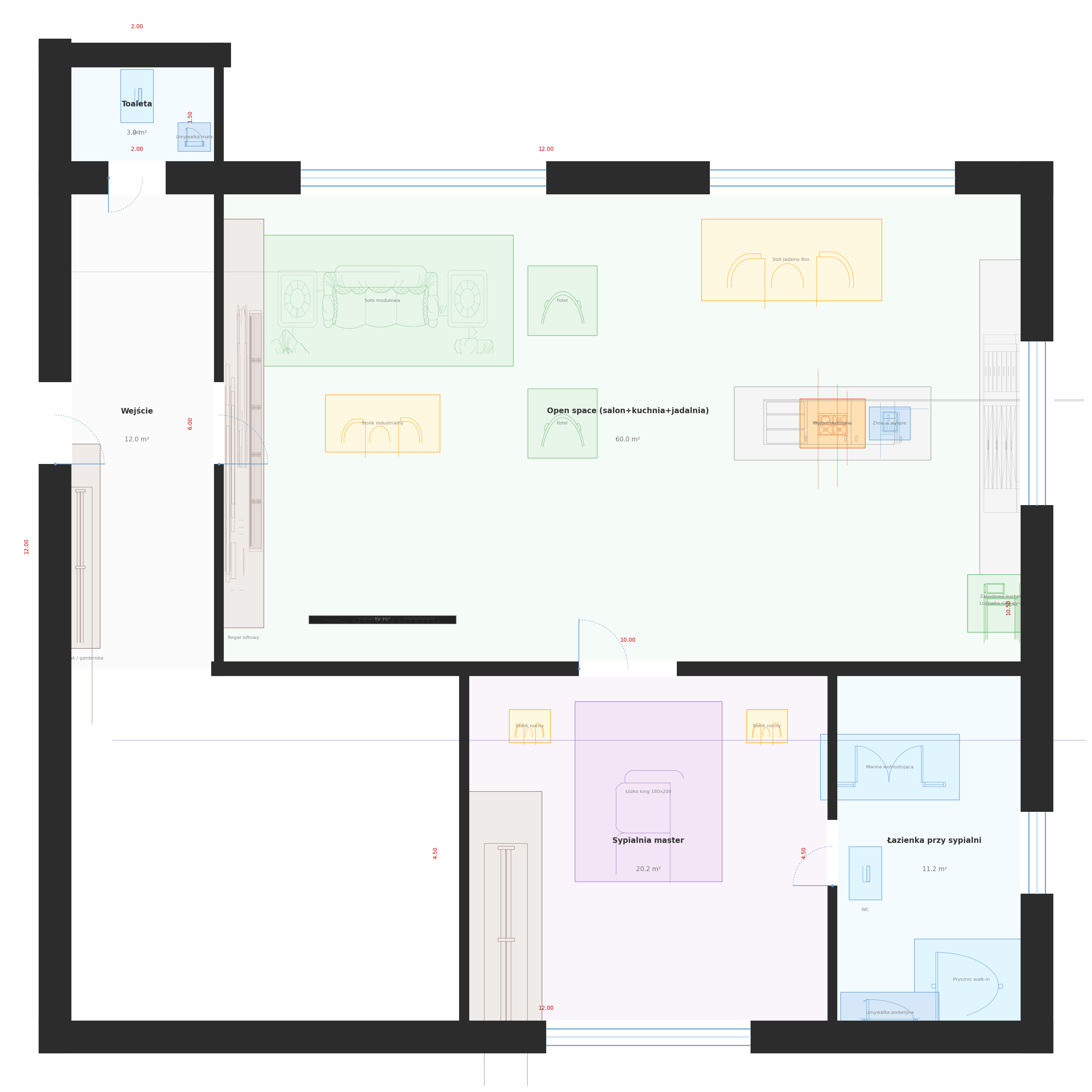 Floor plan of Loft 90m² - open space