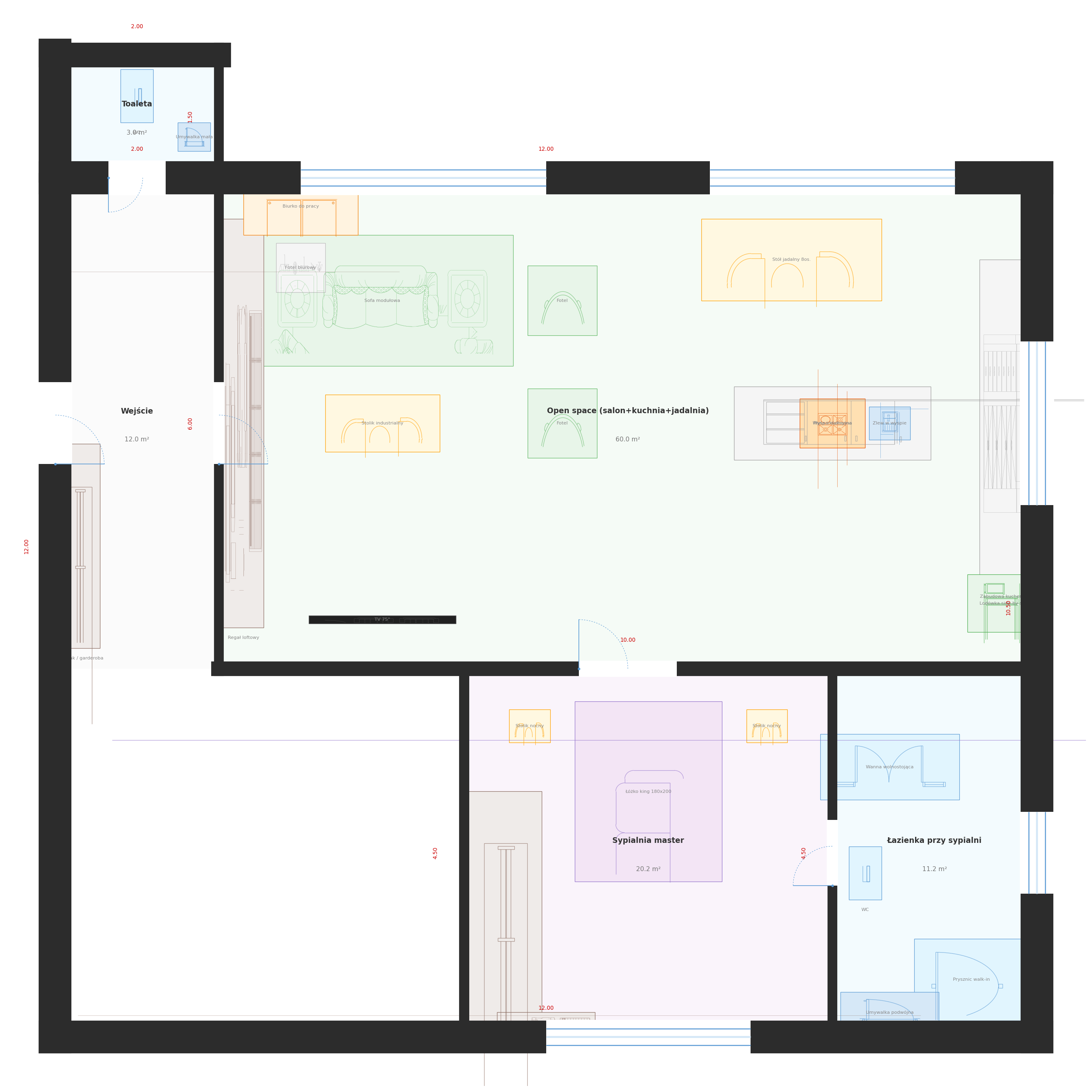 Floor plan of Loft 90m² - open space