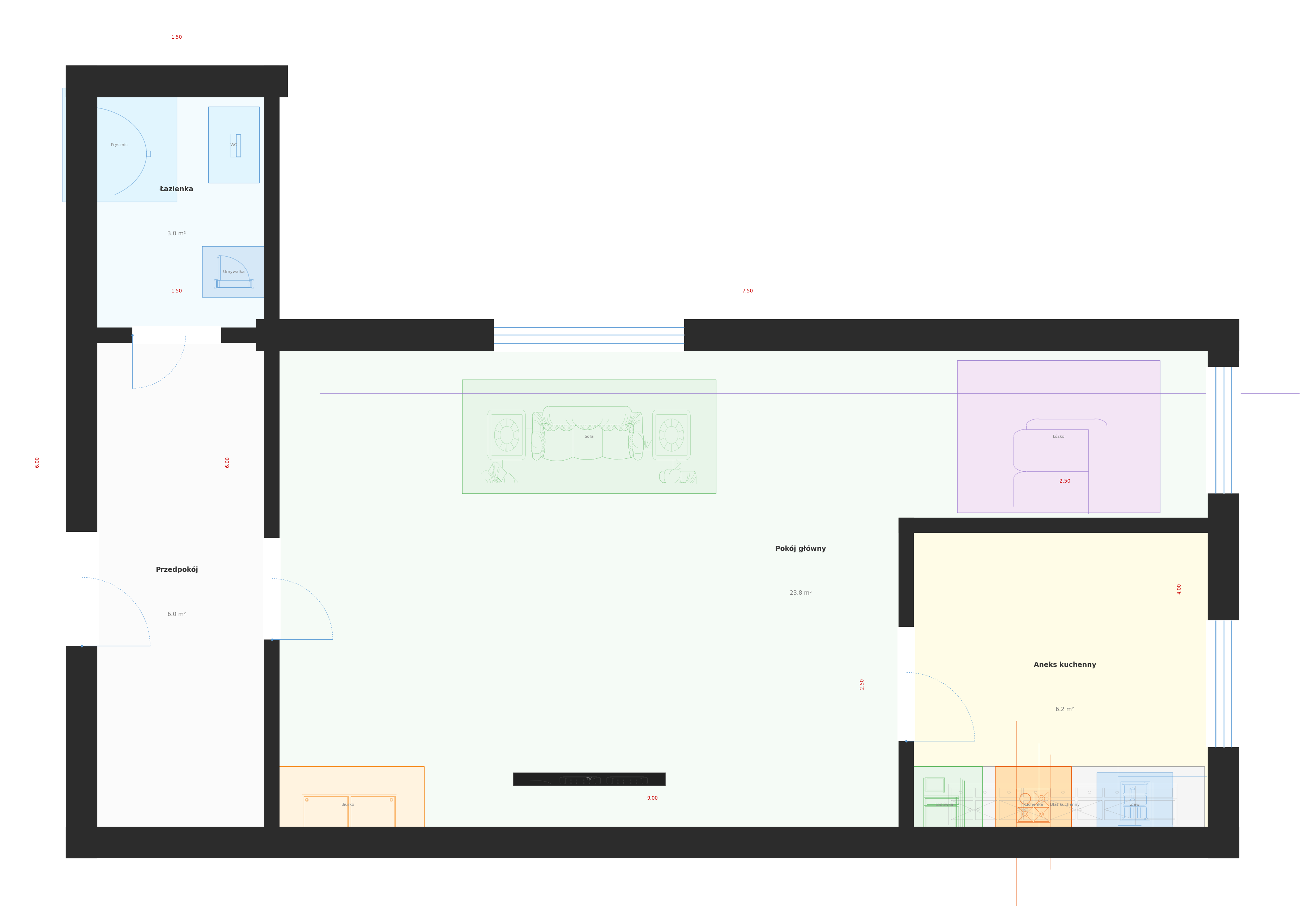 Floor plan of Kawalerka 30m²