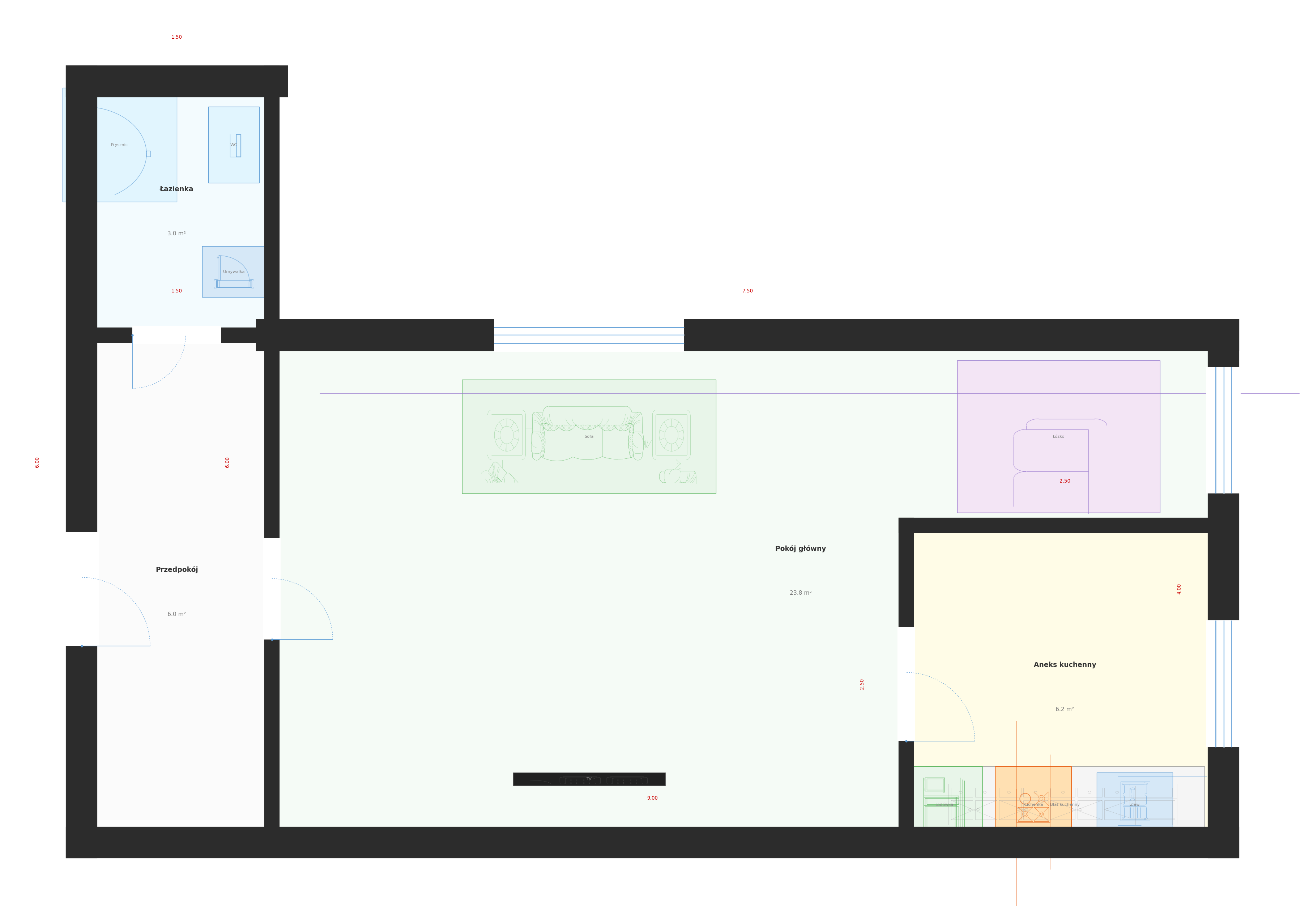 Floor plan of Kawalerka 30m²